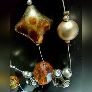 Two-strand Wire Necklace Sparkly Chunky Beads